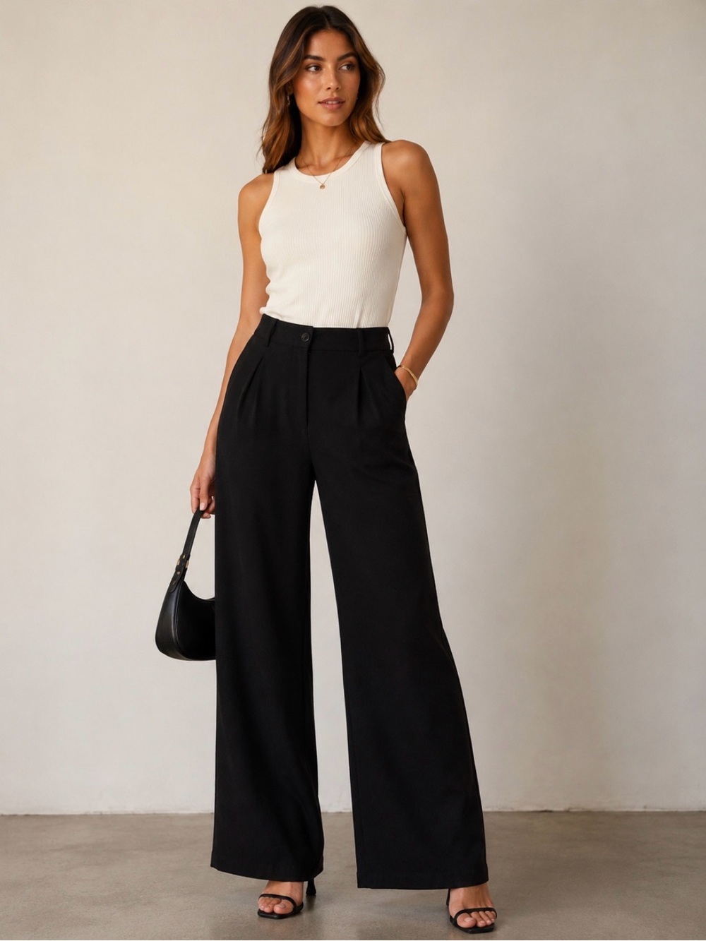 Sincerely Jules Black Wide-Leg High-Waist Trousers,size medium
